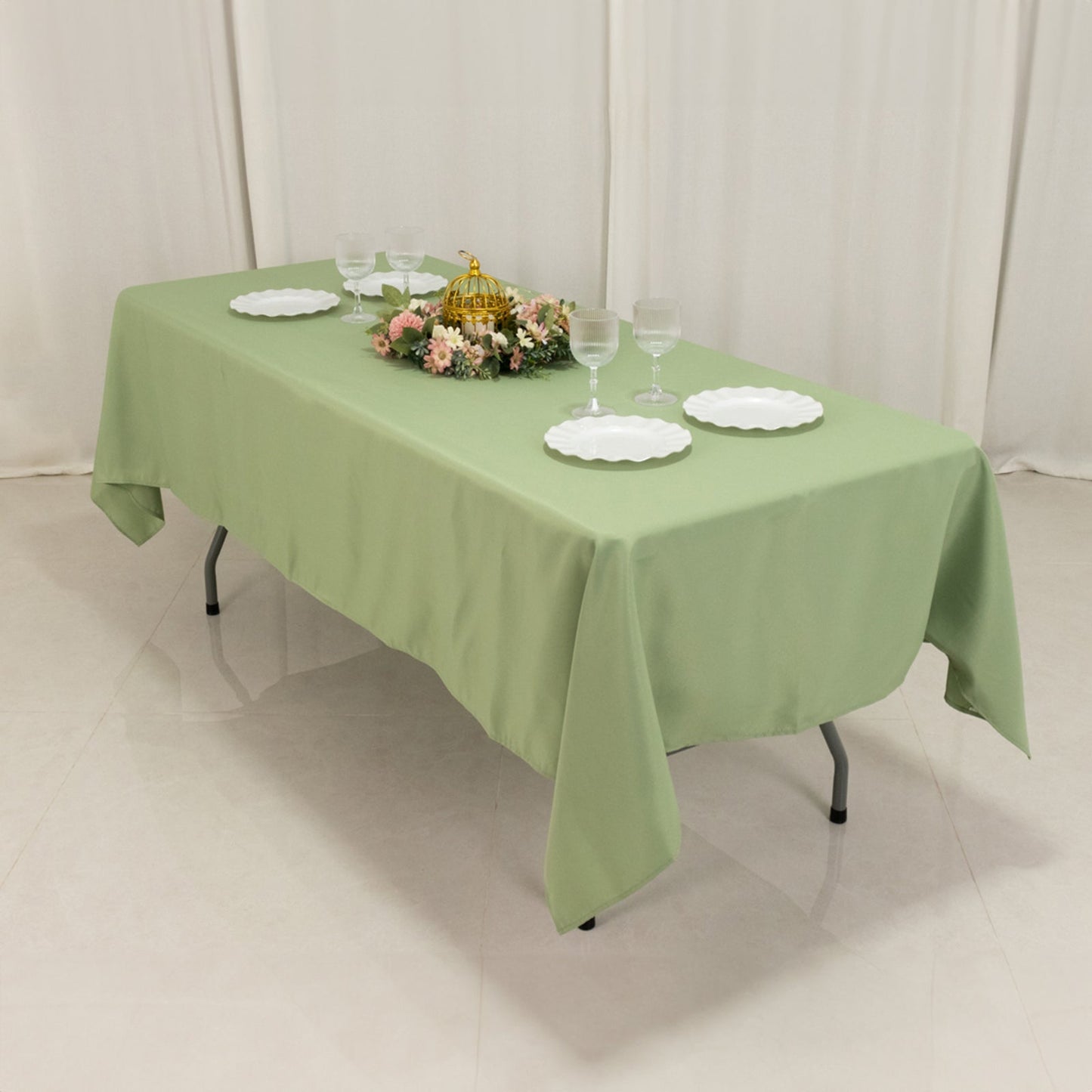 Premium Polyester 60"x102" Rectangle Tablecloth Sage Green - Durable 220GSM Wrinkle-Resistant Table Cover