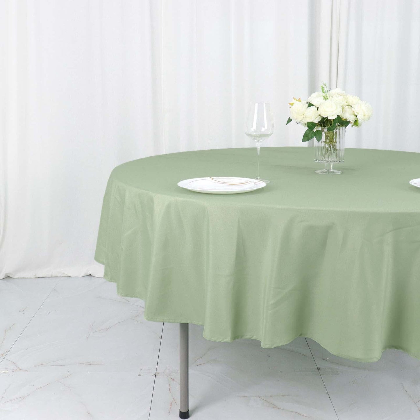 Polyester 90" Round Tablecloth Sage Green - Stain & Wrinkle-Resistant Table Cover