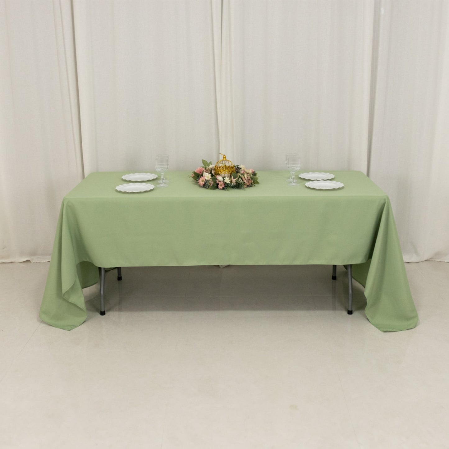 Premium Polyester 60"x126" Rectangle Tablecloth Sage Green - Stain-Resistant 220GSM Finish Table Cover
