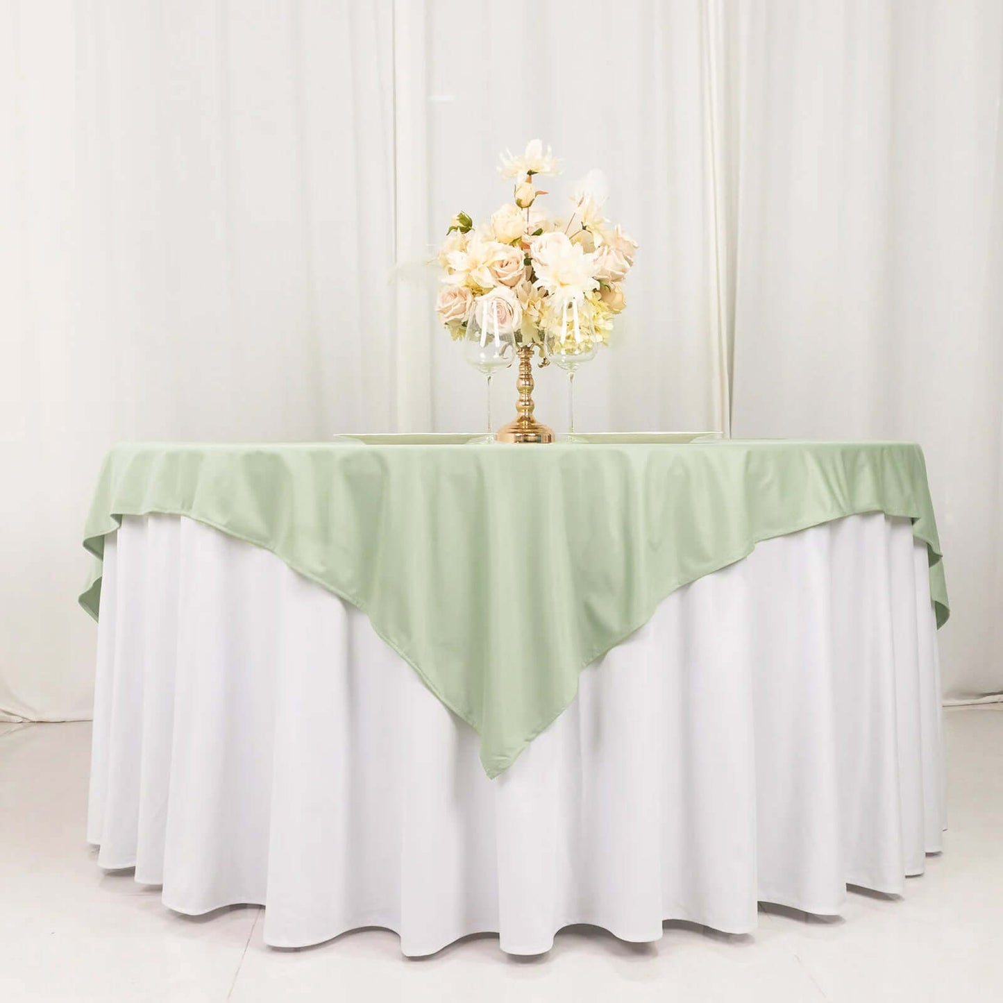 Scuba 70"x70" Table Overlay Square Tablecloth Sage Green - Wrinkle Free & Stain Resistant Table Cover