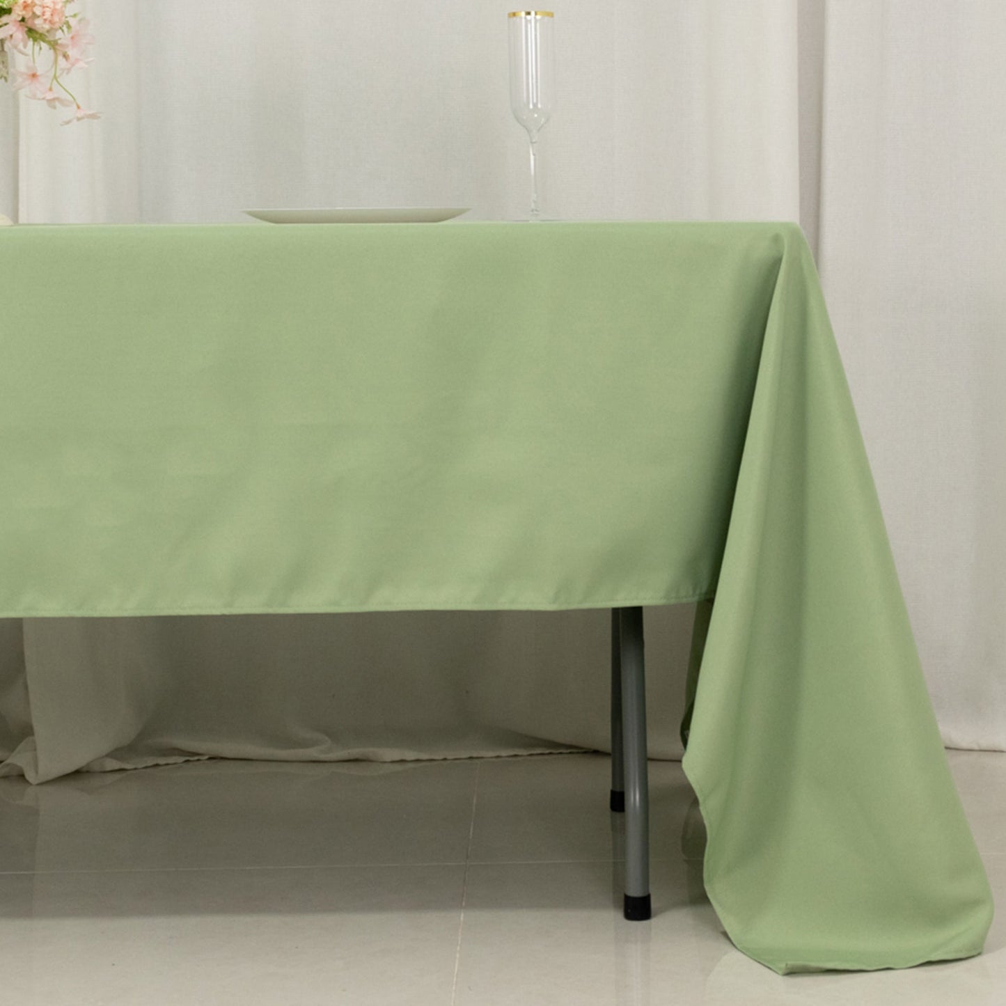 Premium Polyester 60"x126" Rectangle Tablecloth Sage Green - Stain-Resistant 220GSM Finish Table Cover