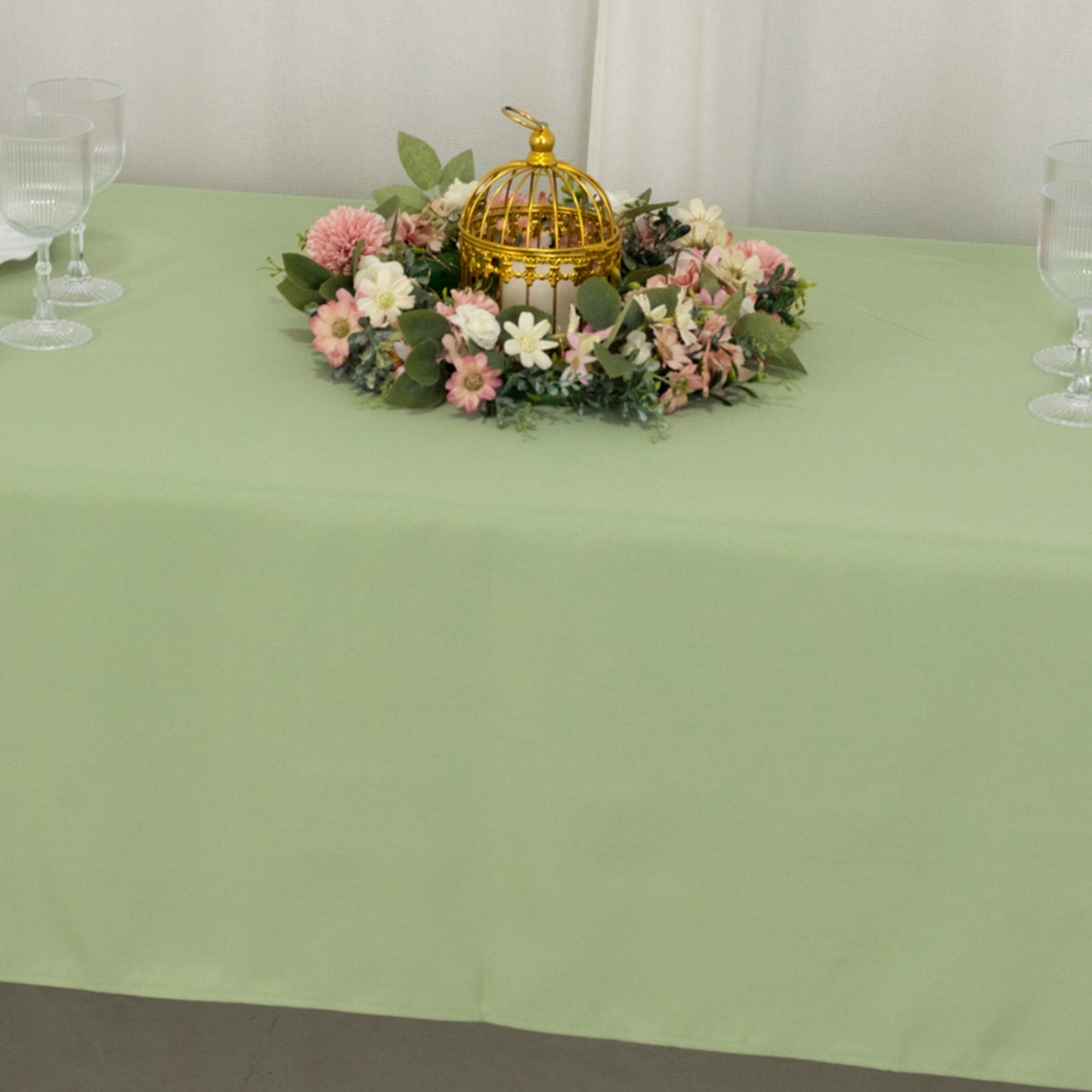 Premium Polyester 60"x126" Rectangle Tablecloth Sage Green - Stain-Resistant 220GSM Finish Table Cover