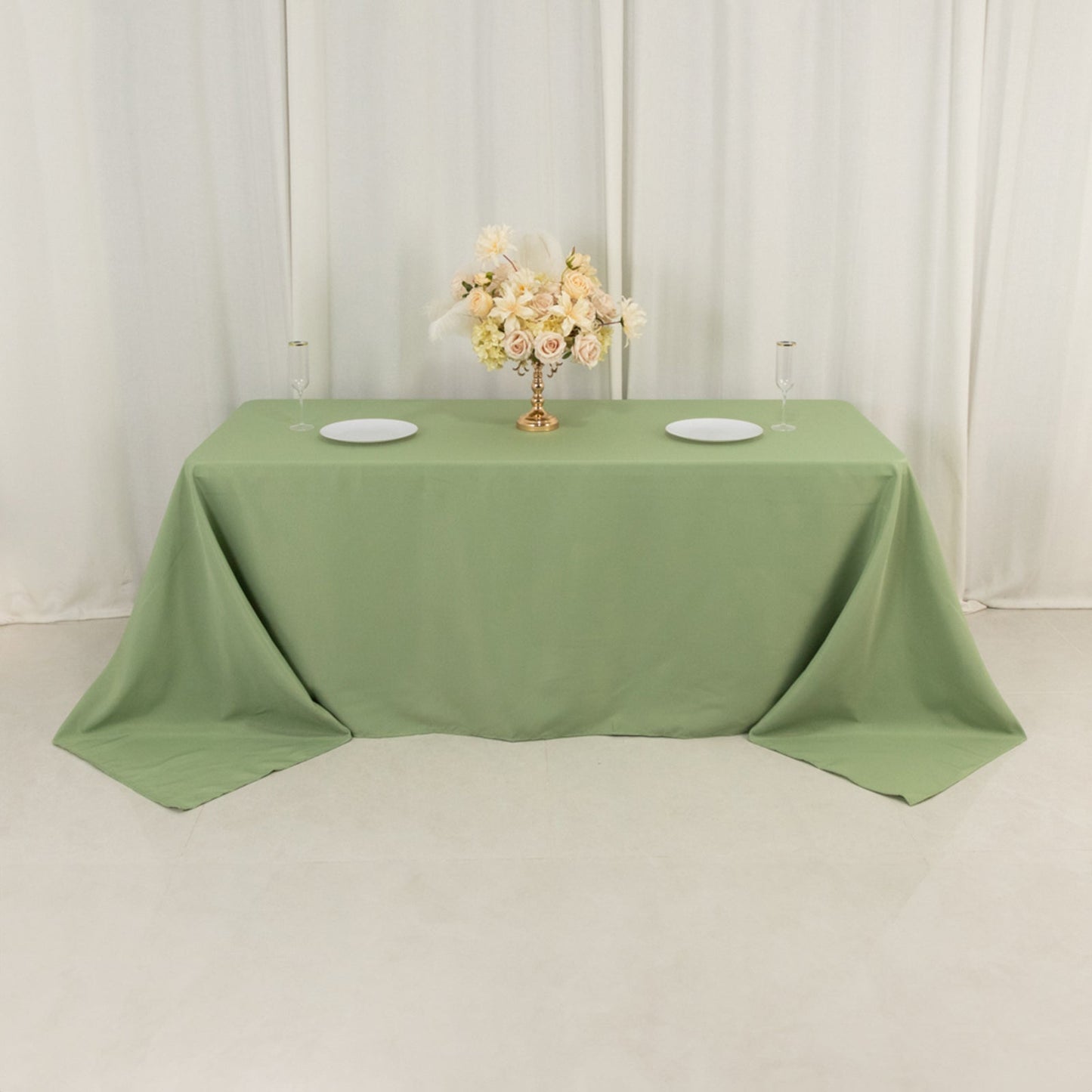 Premium Polyester 90"x132" Rectangle Tablecloth Sage Green - Seamless 220GSM Stain-Resistant Table Cover