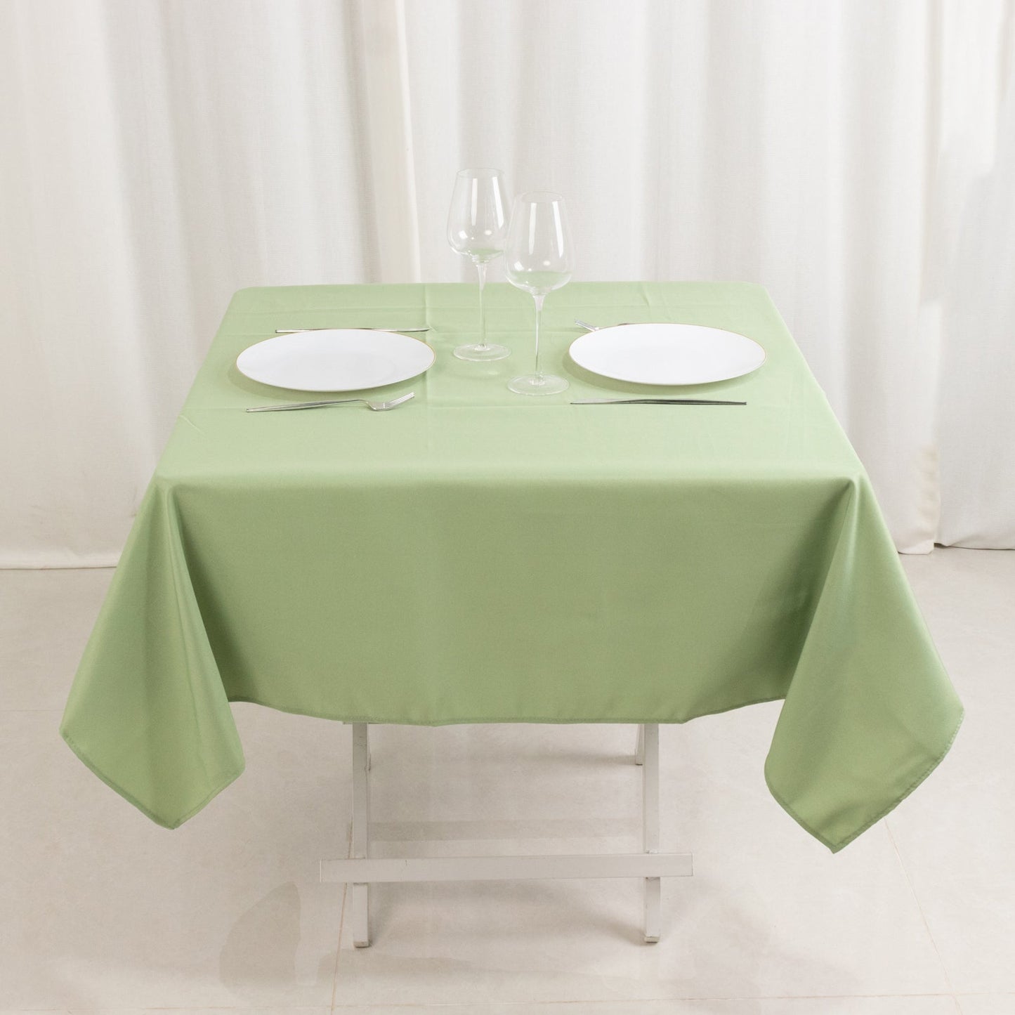 Premium Polyester 54"x54" Square Tablecloth Sage Green - Stain and Wrinkle-Resistant 220GSM Table Cover