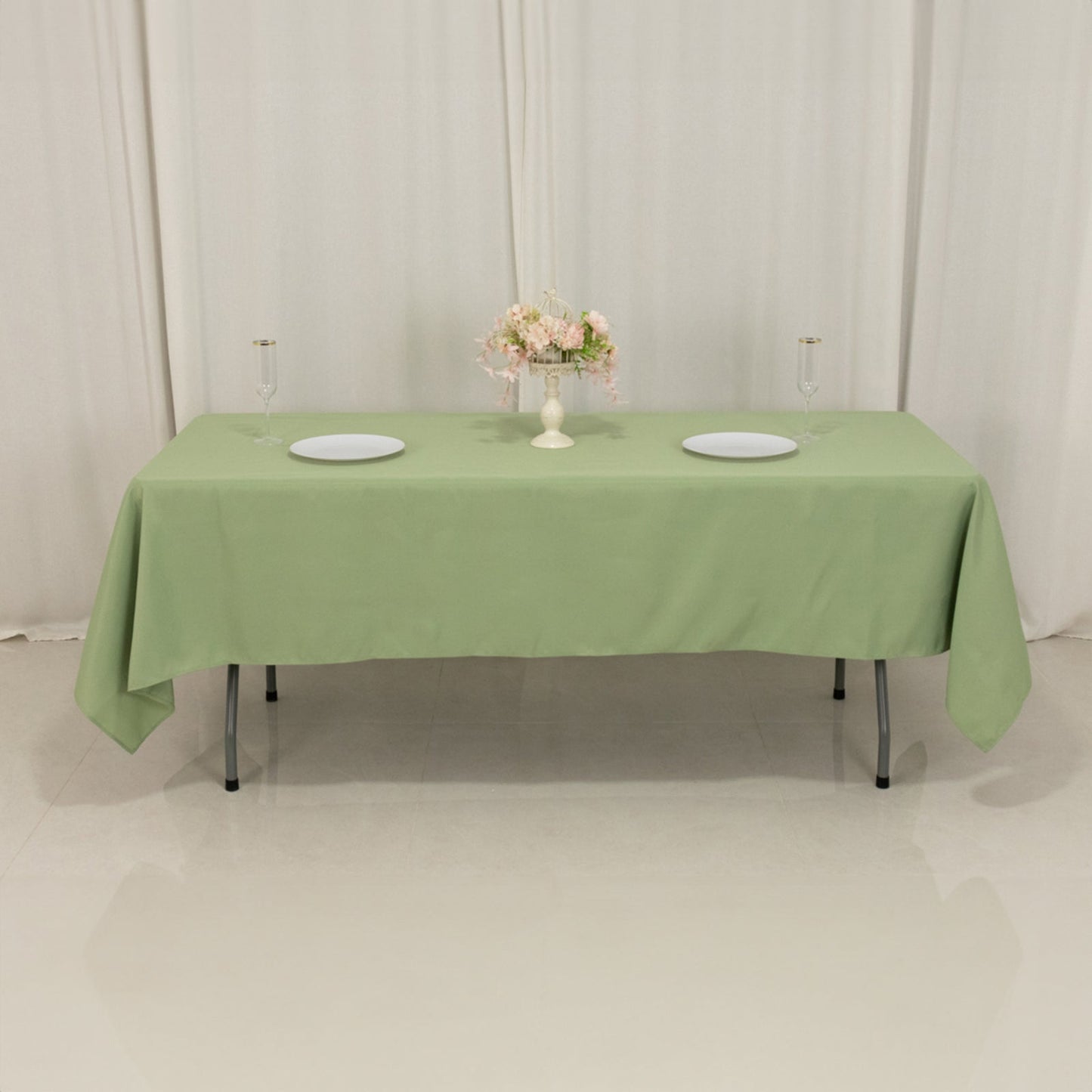 Premium Polyester 60"x102" Rectangle Tablecloth Sage Green - Durable 220GSM Wrinkle-Resistant Table Cover