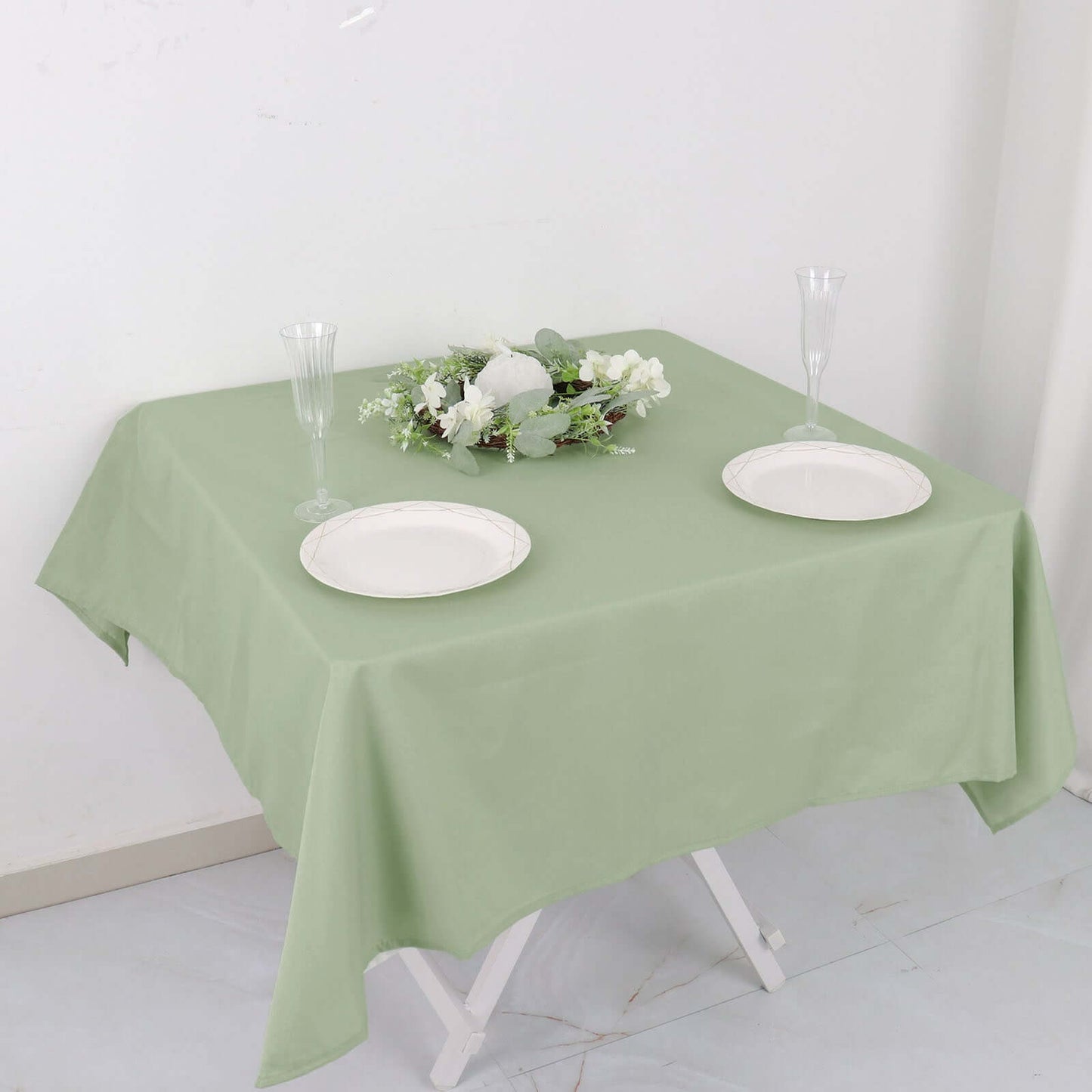 Polyester Square 54"x54" Tablecloth Sage Green - Wrinkle-Resistant & Durable Table Cover