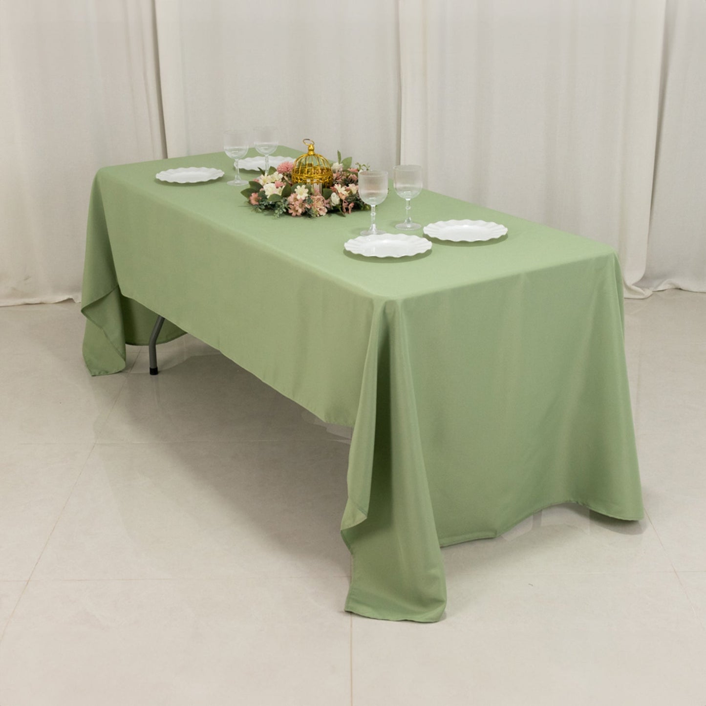 Premium Polyester 60"x126" Rectangle Tablecloth Sage Green - Stain-Resistant 220GSM Finish Table Cover