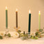 5-Pack Taper Candles Ribbed Wick Ribbon Wax Design Assorted Sage Green - Premium Unscented Dinner Candles 9"