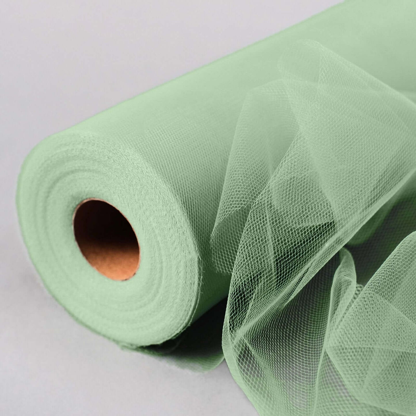 12"x100 Yards Sage Green Tulle Fabric Bolt, Sheer Fabric Spool Roll For Crafts