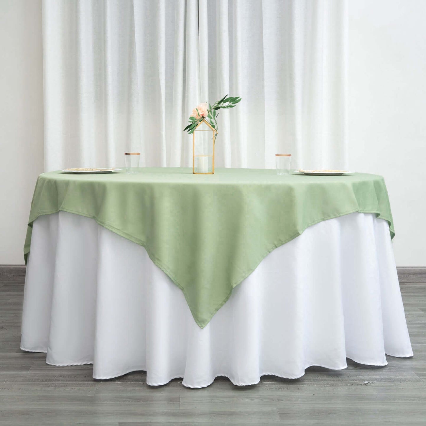 Polyester 70"x70" Table Overlay Square Tablecloth Sage Green - Wrinkle-Resistant & Durable Table Cover