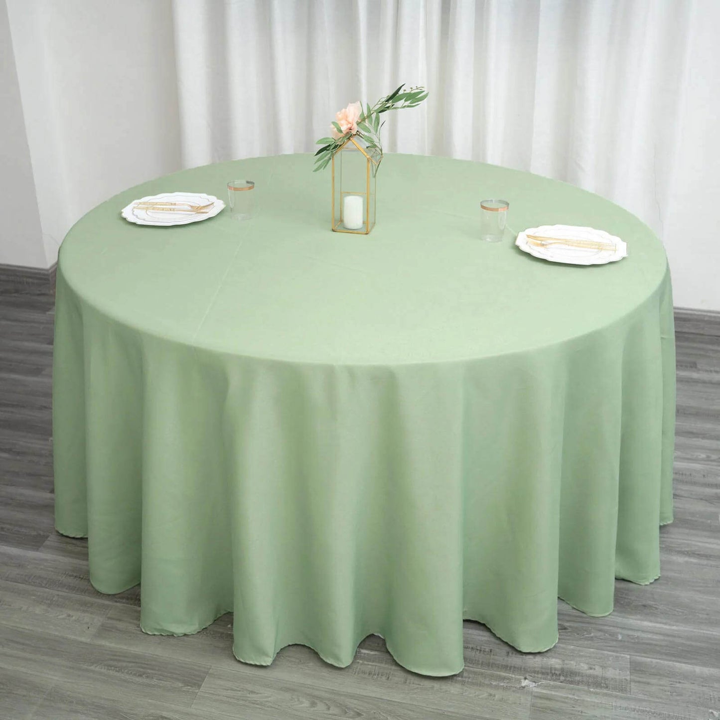 Polyester 132" Round Tablecloth Sage Green - Seamless Chic Table Cover