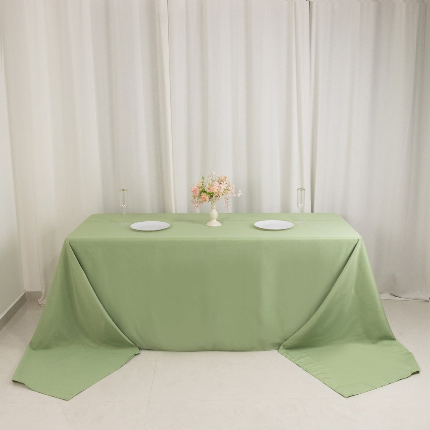 Premium Polyester 90"x156" Rectangle Tablecloth Sage Green - Seamless 220GSM Stain-Resistant Table Cover