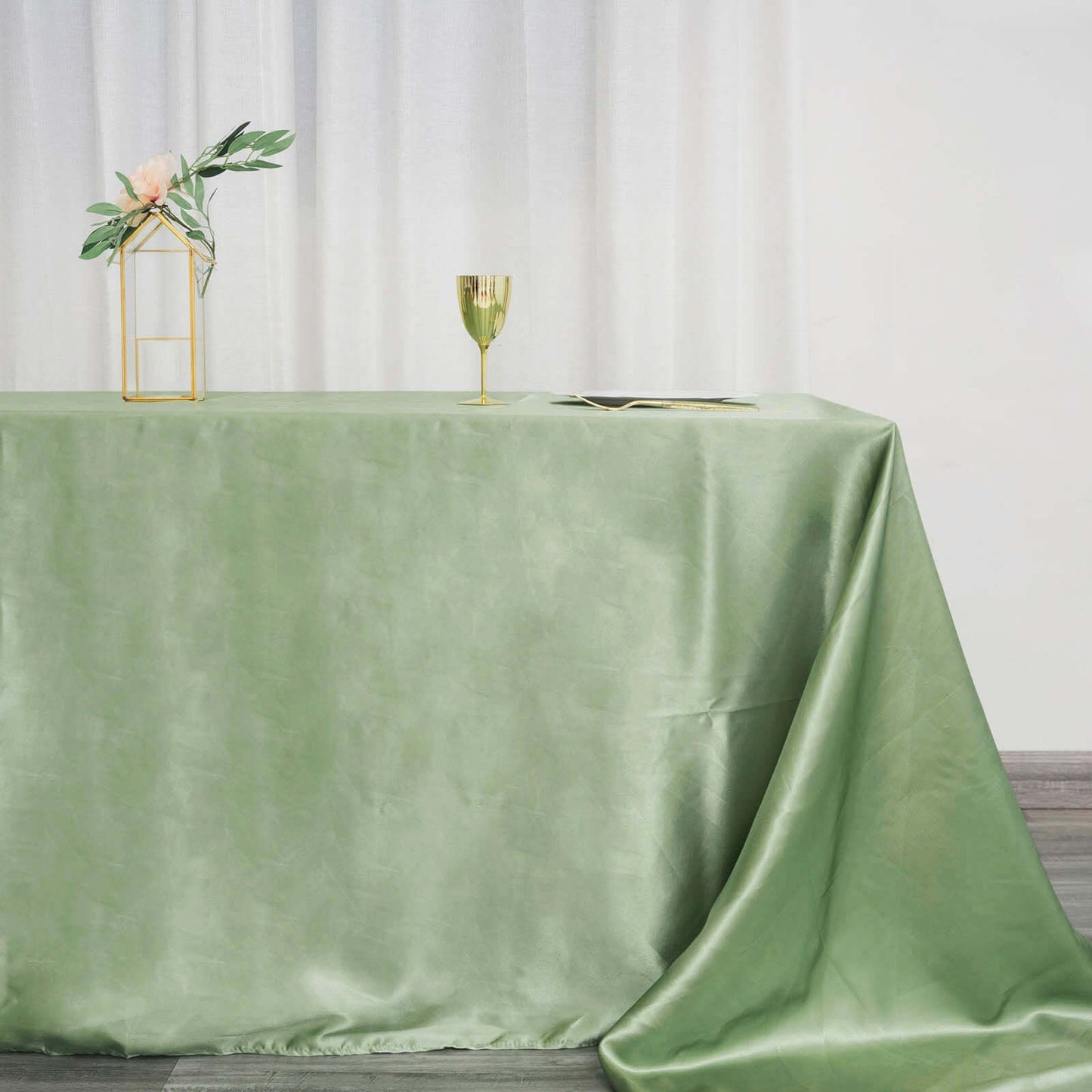 Satin Rectangular 90"x156" Tablecloth Sage Green - Seamless Table Cover