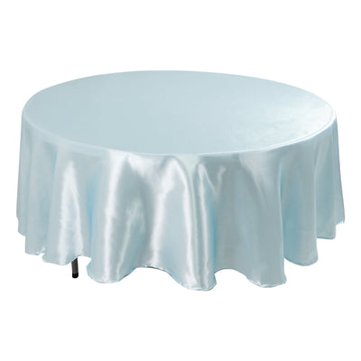 Satin 108’’ Round Tablecloth Light Blue - Smooth and Lustrous Table Cover - Tablecloths