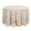 Satin 120" Round Tablecloth Beige - Grandiose 3D Rosette with Seamless Finish Table Cover
