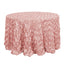 Satin 120" Round Tablecloth Dusty Rose - Grandiose 3D Rosette with Seamless Finish Table Cover