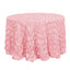 Satin 120" Round Tablecloth Pink - Grandiose 3D Rosette with Seamless Finish Table Cover