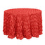 Satin 120" Round Tablecloth Red - Grandiose 3D Rosette with Seamless Finish Table Cover