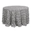 Satin 120" Round Tablecloth Silver - Grandiose 3D Rosette Design with Seamless Finish for Luxe Events