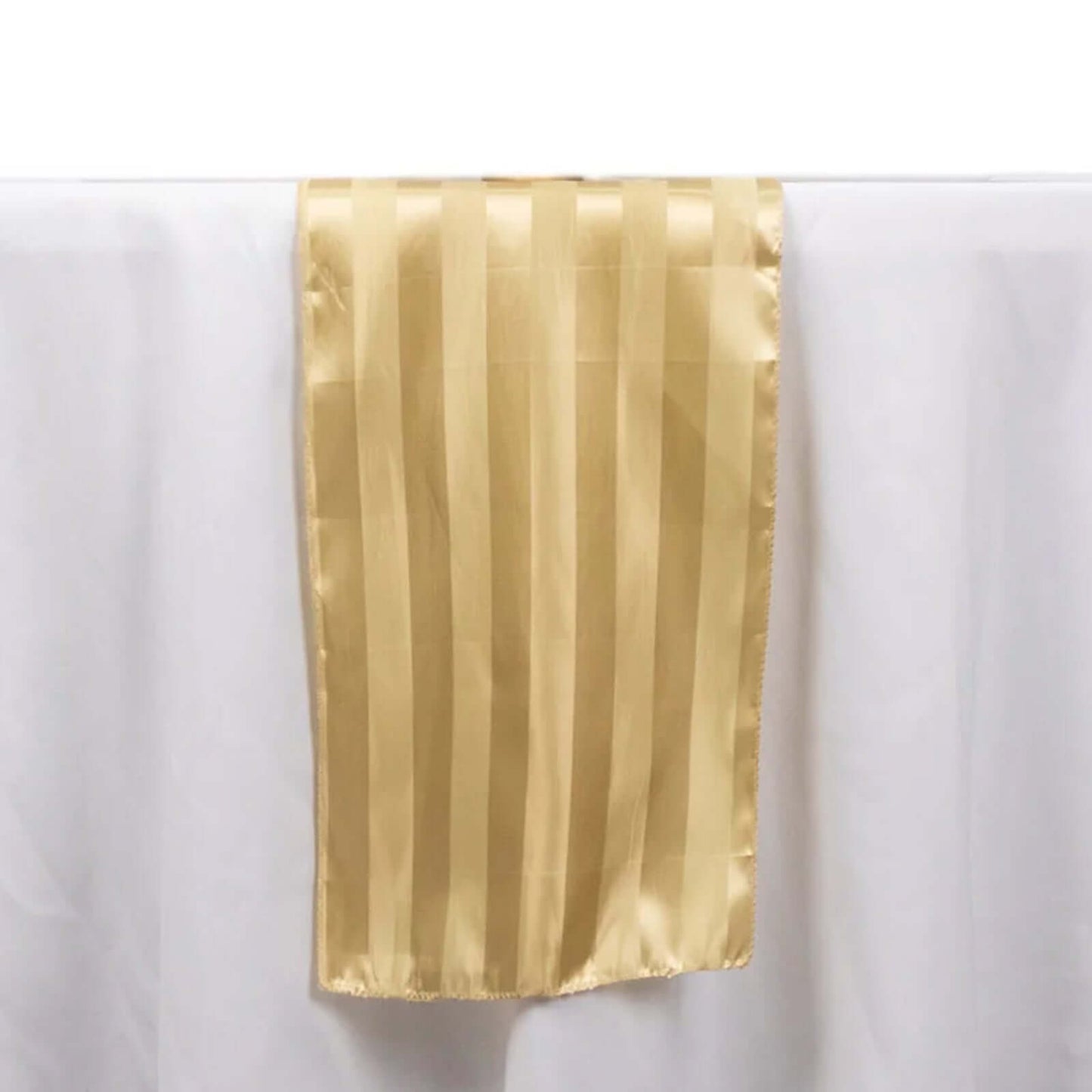 Satin 12"x108" Table Runner Champagne - Stripe Table Decor