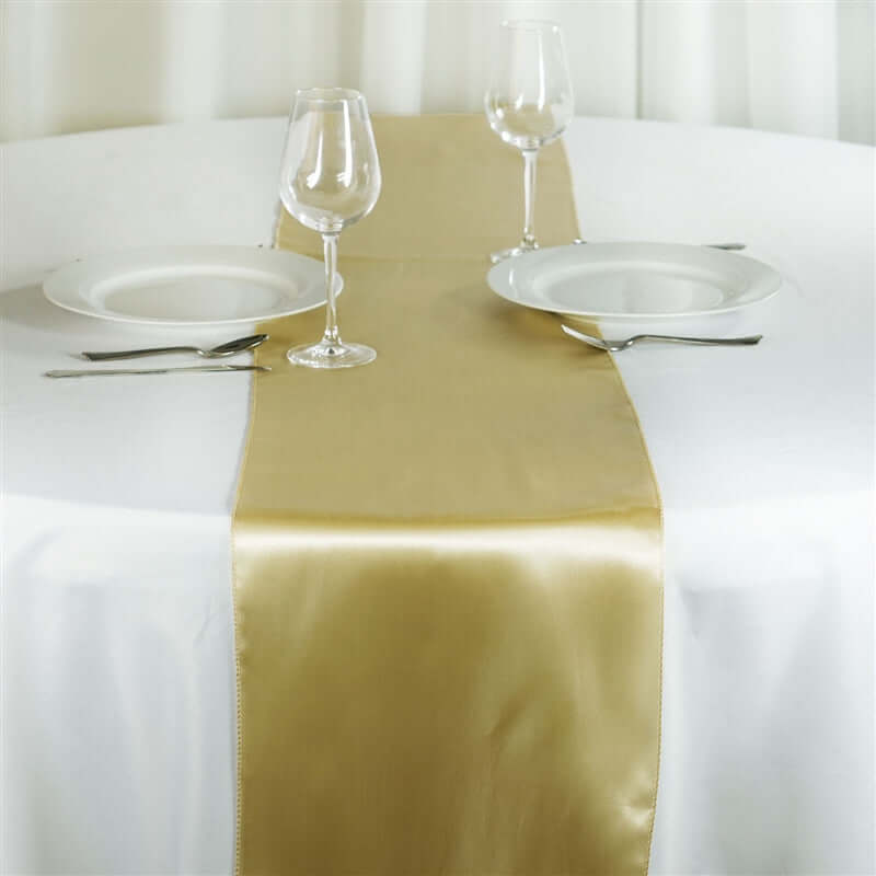 Satin 12"x108" Table Runner Champagne - Stylish Table Linen