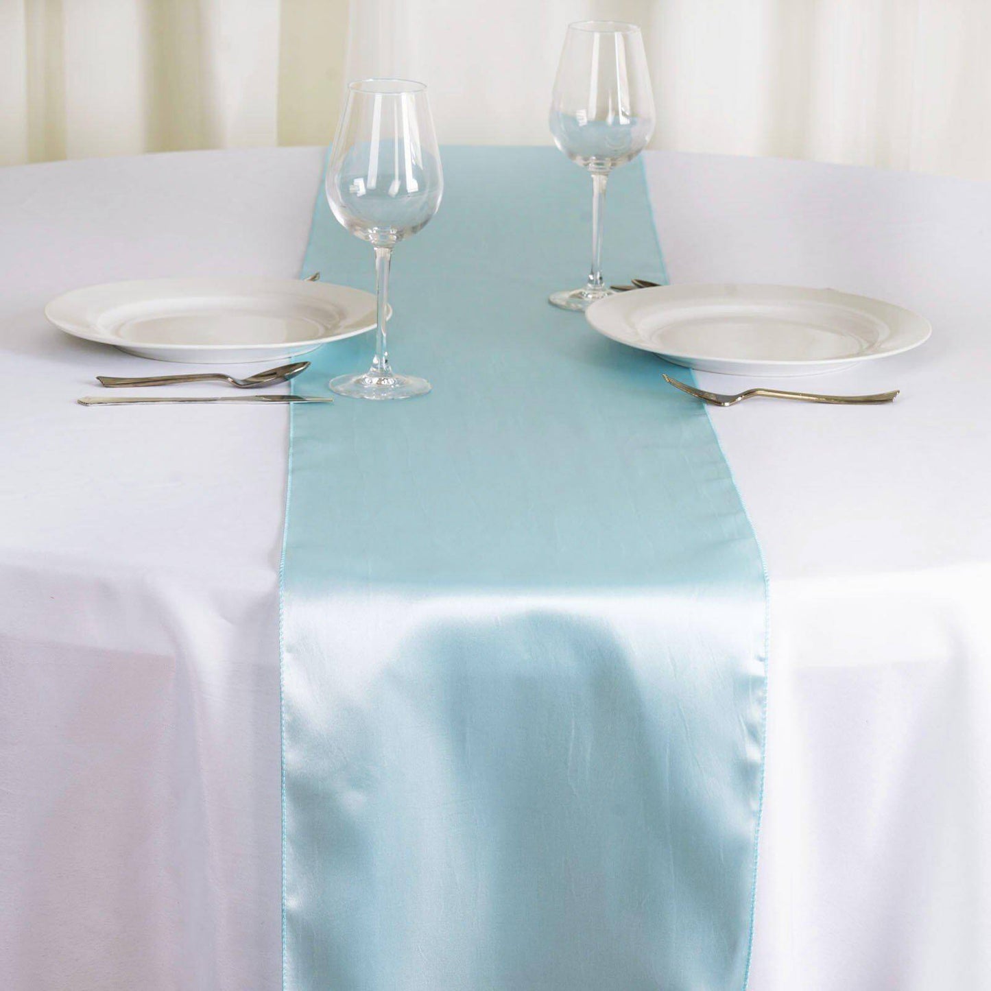 Satin 12"x108" Table Runner Light Blue - Stylish Table Linen