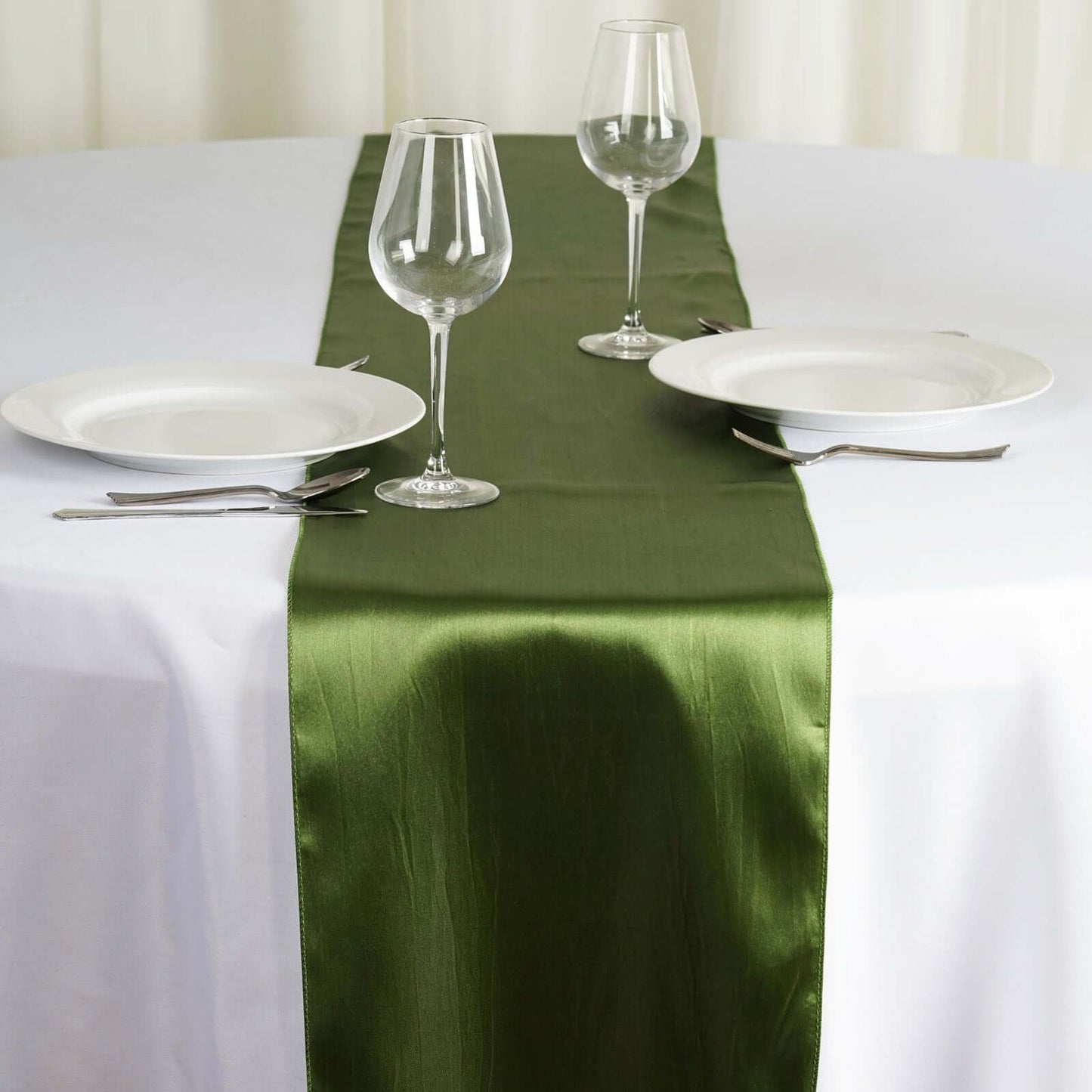Satin 12"x108" Table Runner Olive Green - Stylish Table Linen