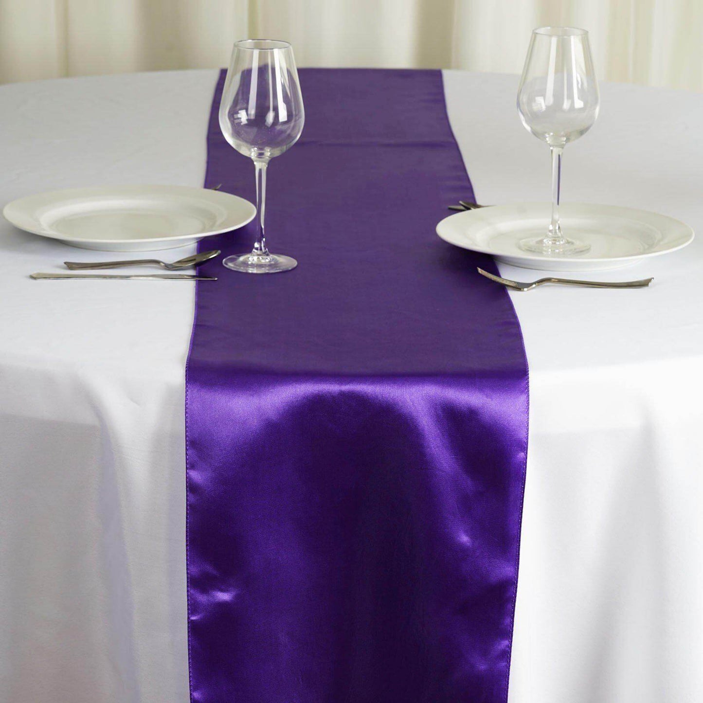 Satin 12"x108" Table Runner Purple - Stylish Table Linen