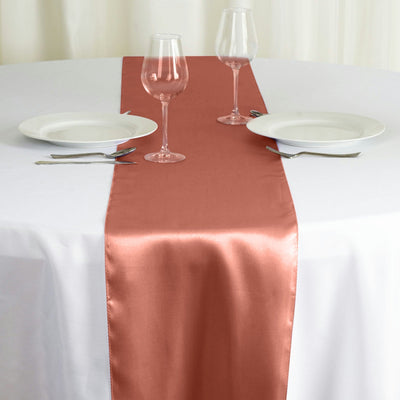 Satin 12"x108" Table Runner Terracotta (Rust) - Stylish Table Linen