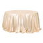 Satin 132" Round Tablecloth Beige - Stylish Seamless Table Cover
