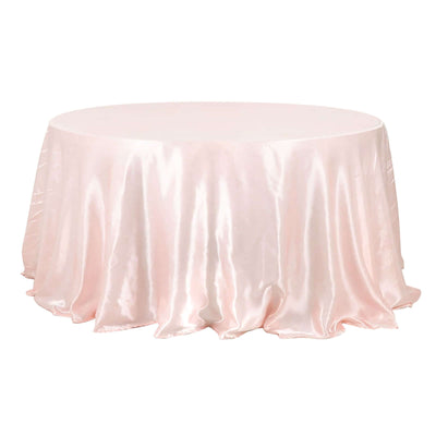 Satin 132" Round Tablecloth Blush - Stylish Seamless Table Cover