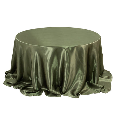 Satin 132’’ Round Tablecloth Dusty Sage Green - Stylish Seamless Table Cover - Tablecloths