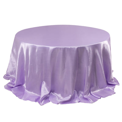 Satin 132’’ Round Tablecloth Lavender Lilac - Stylish Seamless Table Cover - Tablecloths