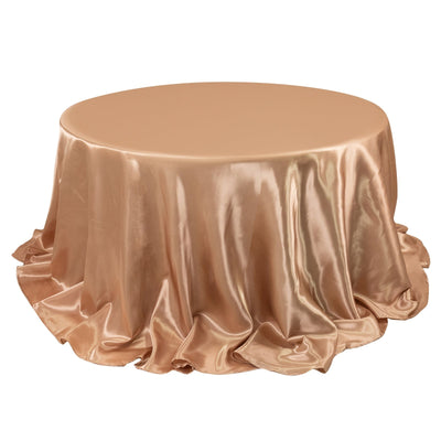 Satin 132’’ Round Tablecloth Nude - Stylish Seamless Table Cover - Tablecloths