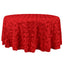 Satin 132" Round Tablecloth Red - Seamless Grandiose 3D Rosette Table Cover