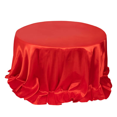 Satin 132’’ Round Tablecloth Red - Stylish Seamless Table Cover - Tablecloths