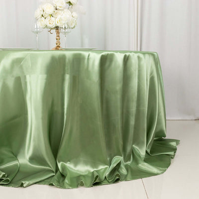 Satin 132’’ Round Tablecloth Sage Green - Stylish Seamless Table Cover - Tablecloths