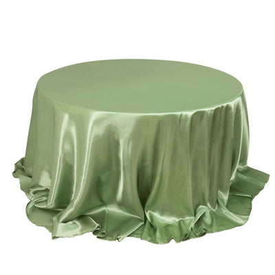 Satin 132’’ Round Tablecloth Sage Green - Stylish Seamless Table Cover - Tablecloths