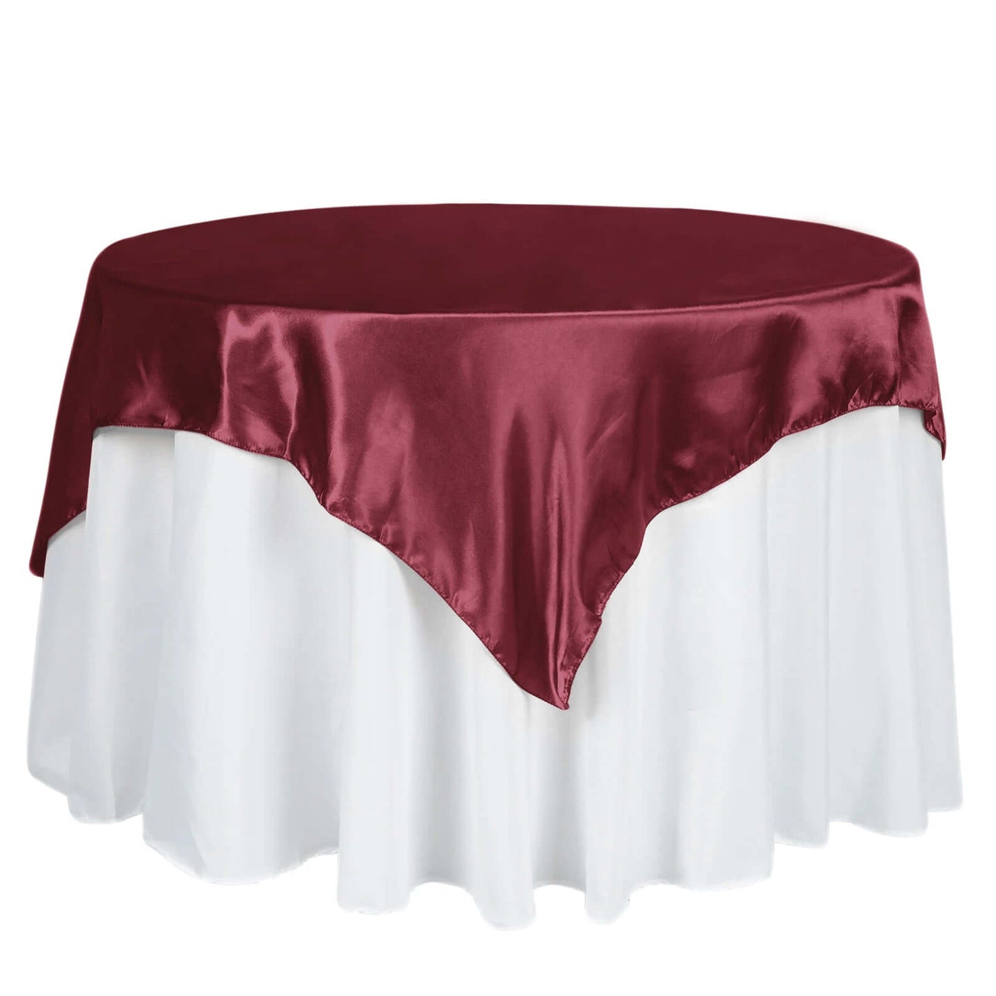 Satin 60"x60" Table Overlay Square Tablecloth Burgundy - Smooth Silky Touch Table Cover