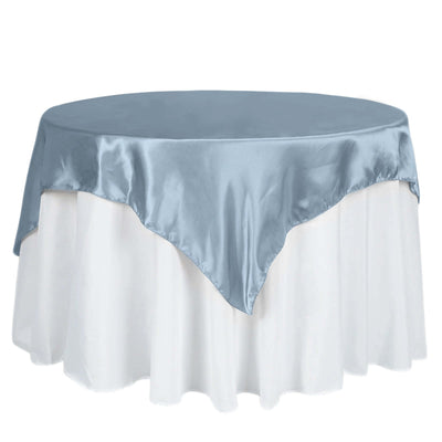 Satin 60"x60" Table Overlay Square Tablecloth Dusty Blue - Smooth Silky Touch Table Cover