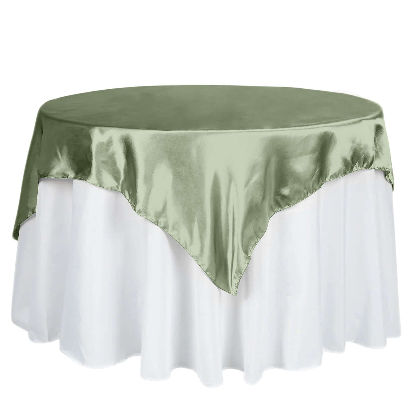 Satin 60"x60" Table Overlay Square Tablecloth Dusty Sage Green - Smooth Silky Touch Table Cover