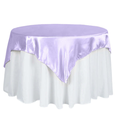 Satin 60"x60" Table Overlay Square Tablecloth Lavender Lilac - Smooth Silky Touch Table Cover