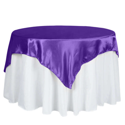 Satin 60"x60" Table Overlay Square Tablecloth Purple - Smooth Silky Touch Table Cover