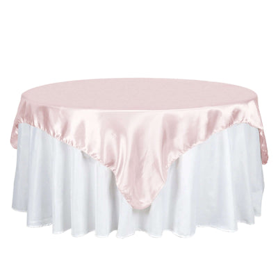 Satin 72"x72" Table Overlay Square Tablecloth Blush - Smooth Finish Table Cover
