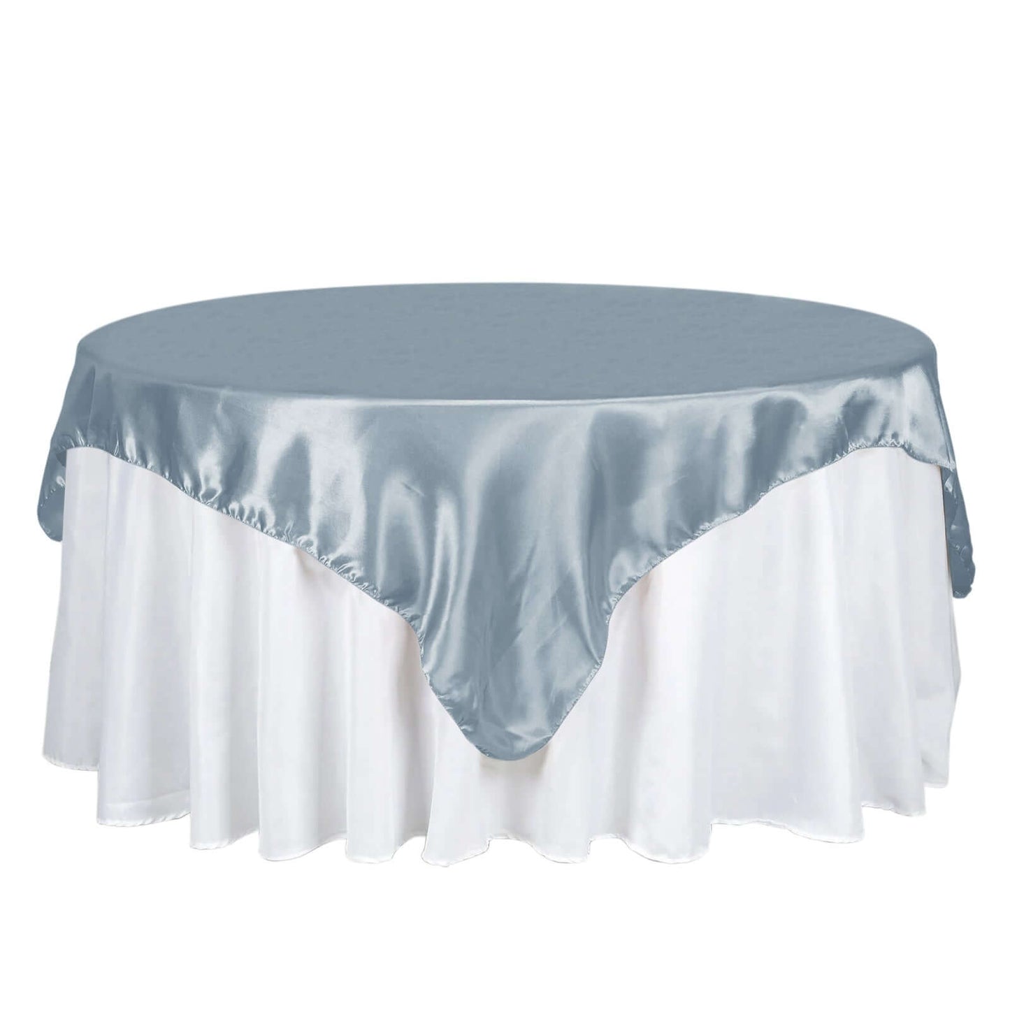Satin 72"x72" Table Overlay Square Tablecloth Dusty Blue - Smooth Finish Table Cover