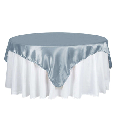 Satin 72"x72" Table Overlay Square Tablecloth Dusty Blue - Smooth Finish Table Cover