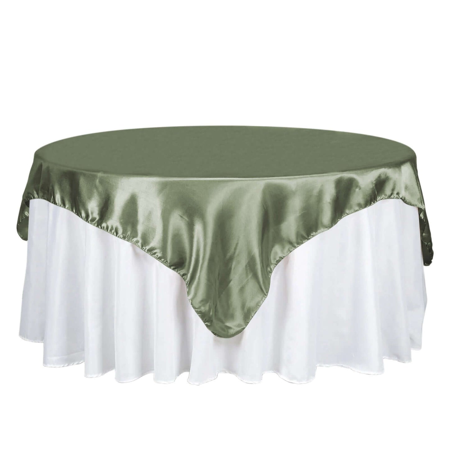 Satin 72"x72" Table Overlay Square Tablecloth Dusty Sage Green - Smooth Finish Table Cover