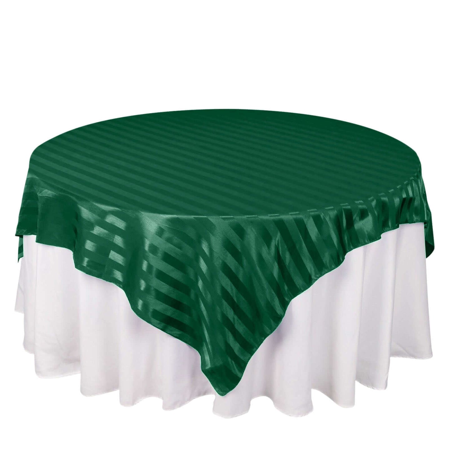 Satin 72"x72" Table Overlay Square Tablecloth Hunter Emerald Green - Stripe Table Topper