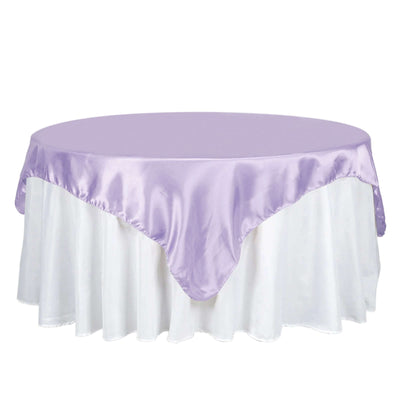Satin 72"x72" Table Overlay Square Tablecloth Lavender Lilac - Smooth Finish Table Cover