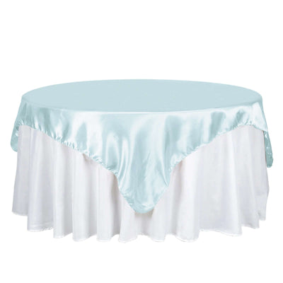Satin 72"x72" Table Overlay Square Tablecloth Light Blue - Smooth Finish Table Cover